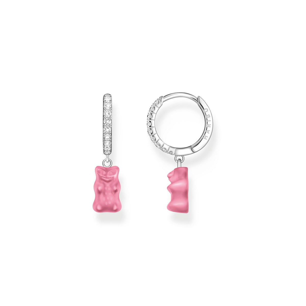THOMAS SABO Single hoop earring with pink Goldbears pendant &amp; zirconia