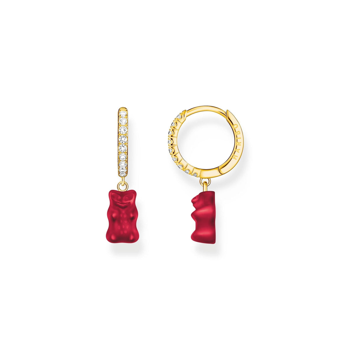 THOMAS SABO Single hoop earring with red goldbears &amp; zirconia