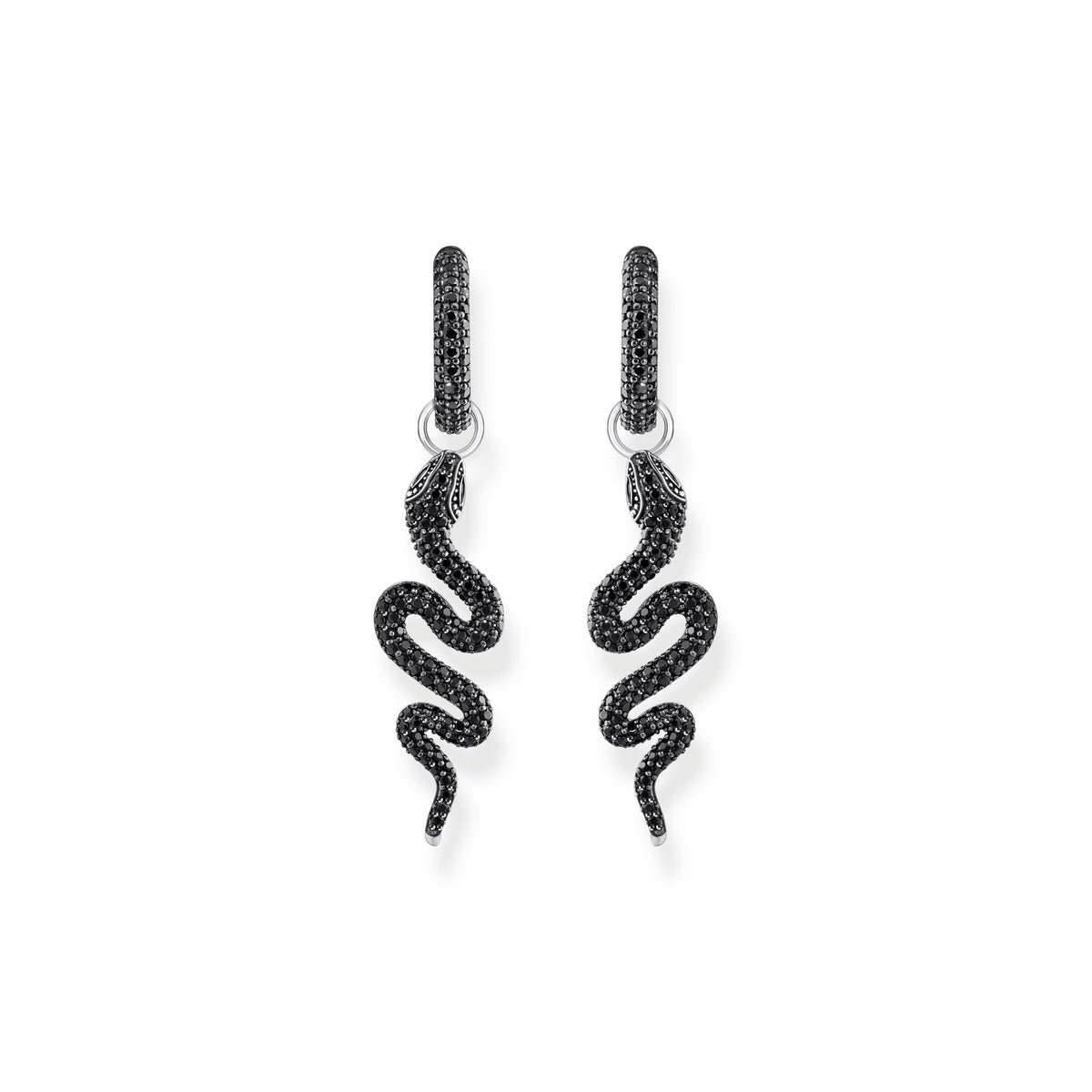 THOMAS SABO Single Snake hoop earring with black zirconia