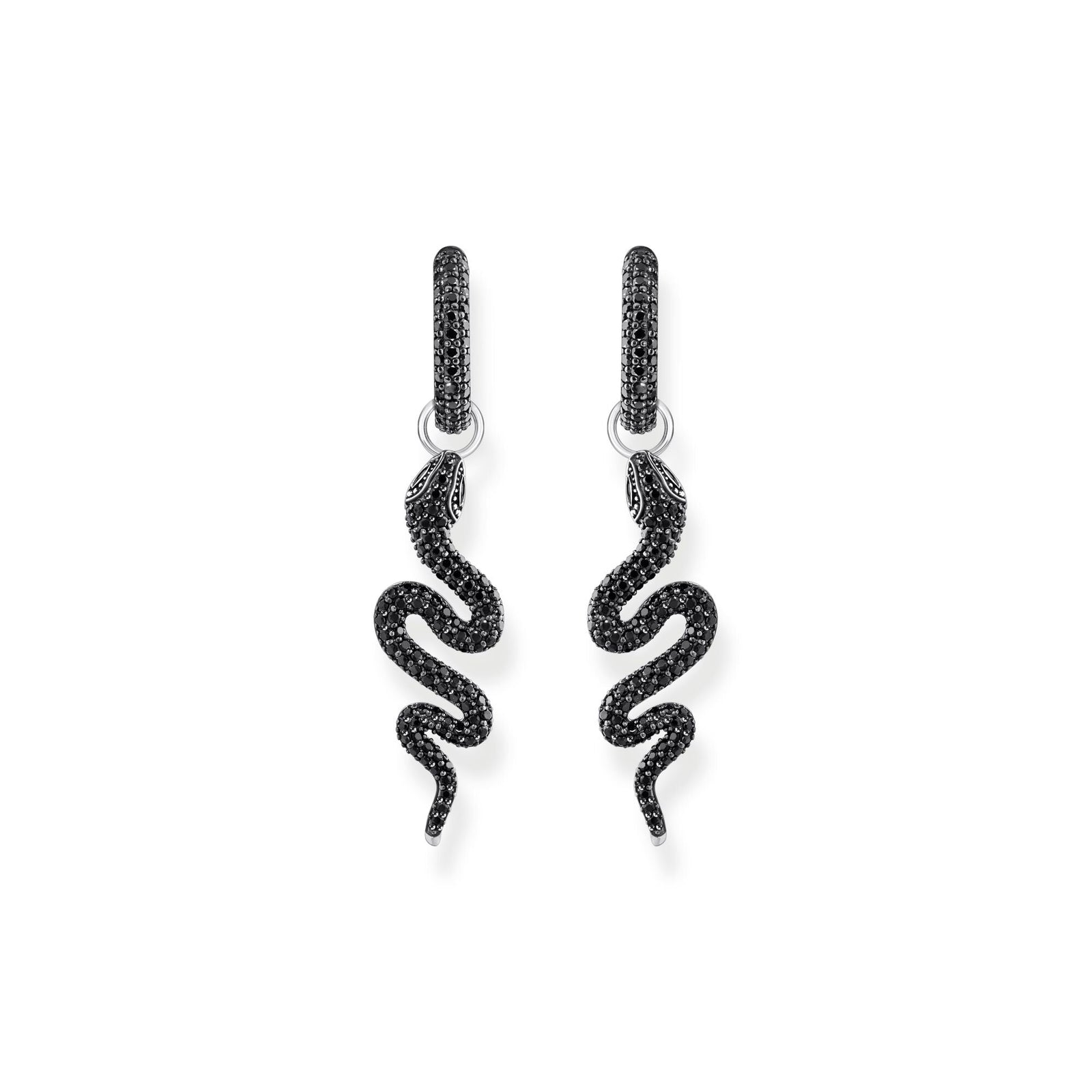 THOMAS SABO Single Snake hoop earring with black zirconia