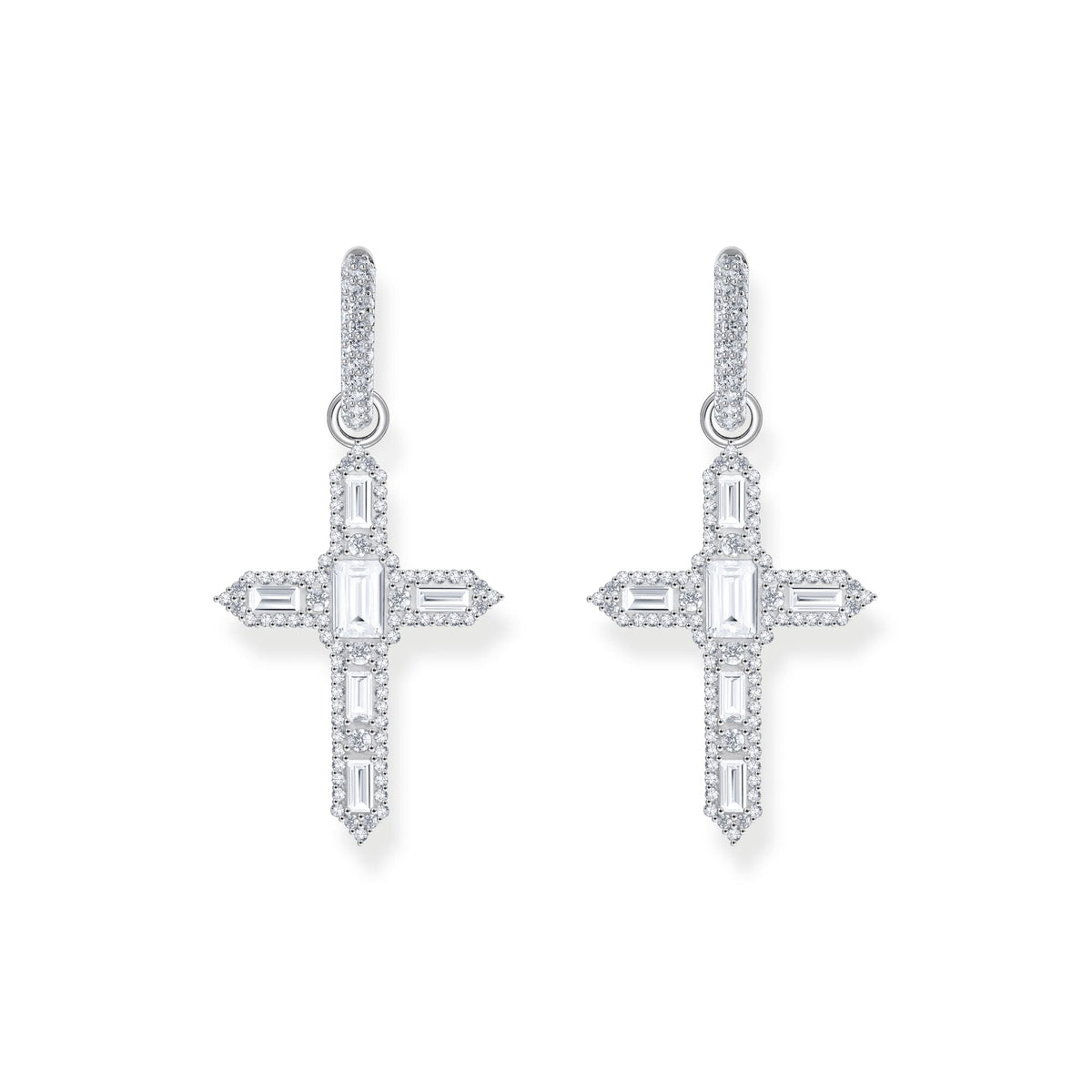 THOMAS SABO Single Cross hoop earring with white zirconia