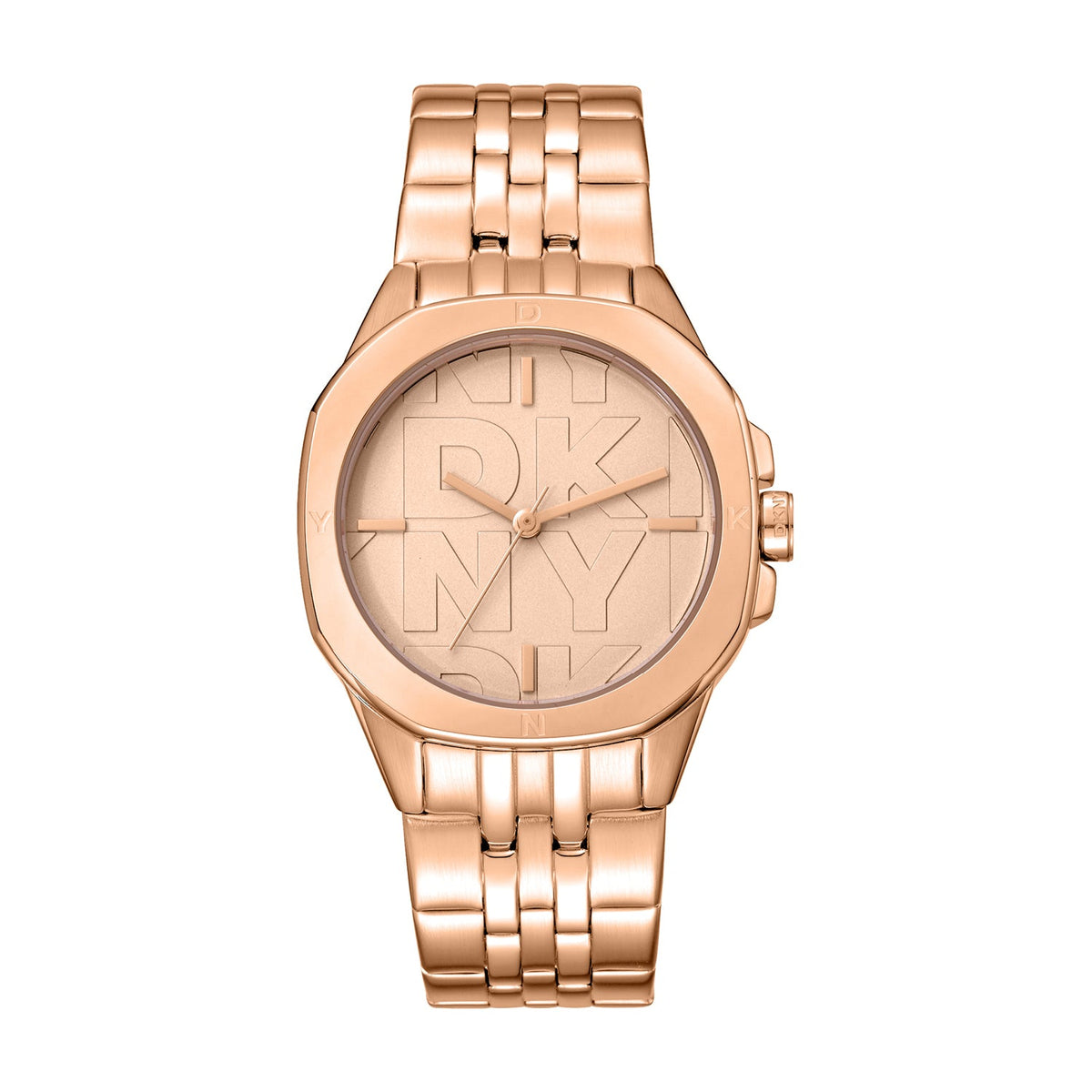 DKNY Logo -Brooklyn Midi Rose Gold Stainless Steel 34mm Watch