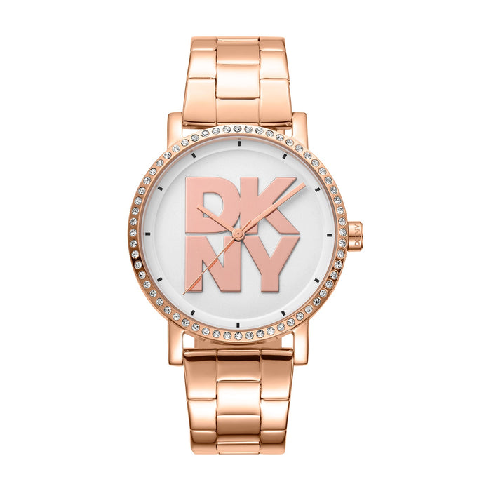 DKNY Logo -Soho Logo Rose Gold Stainless Steel 36mm Watch