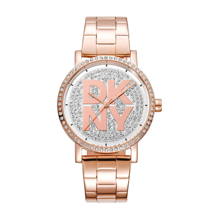 DKNY Logo -Soho Logo Rose Gold Stainless Steel 36mm Watch