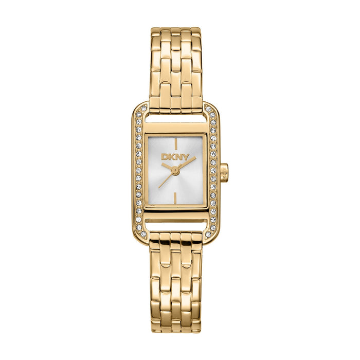 DKNY Signature Shape Gold 20x33mm Silver Dial Womens Watch
