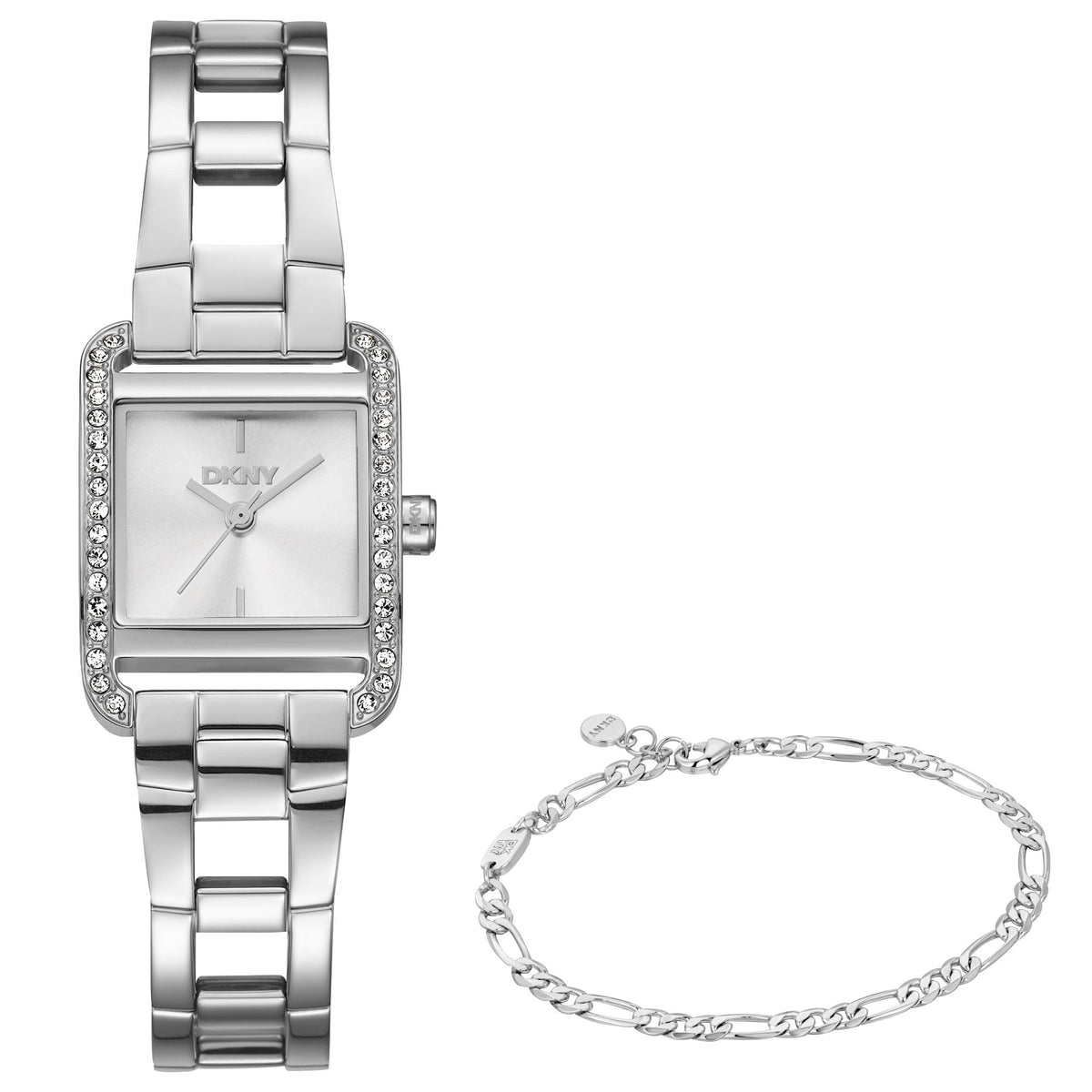 DKNY Mini Silver 21x27mm Womens Watch + Silver Bracelet