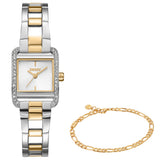 DKNY Mini Two-Tone 21x27mm Silver Dial Womens Watch + Gold Bracelet