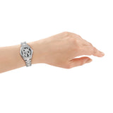 DKNY Logo Silver 28mm Black Dial Womens Watch + Silver Bracelet