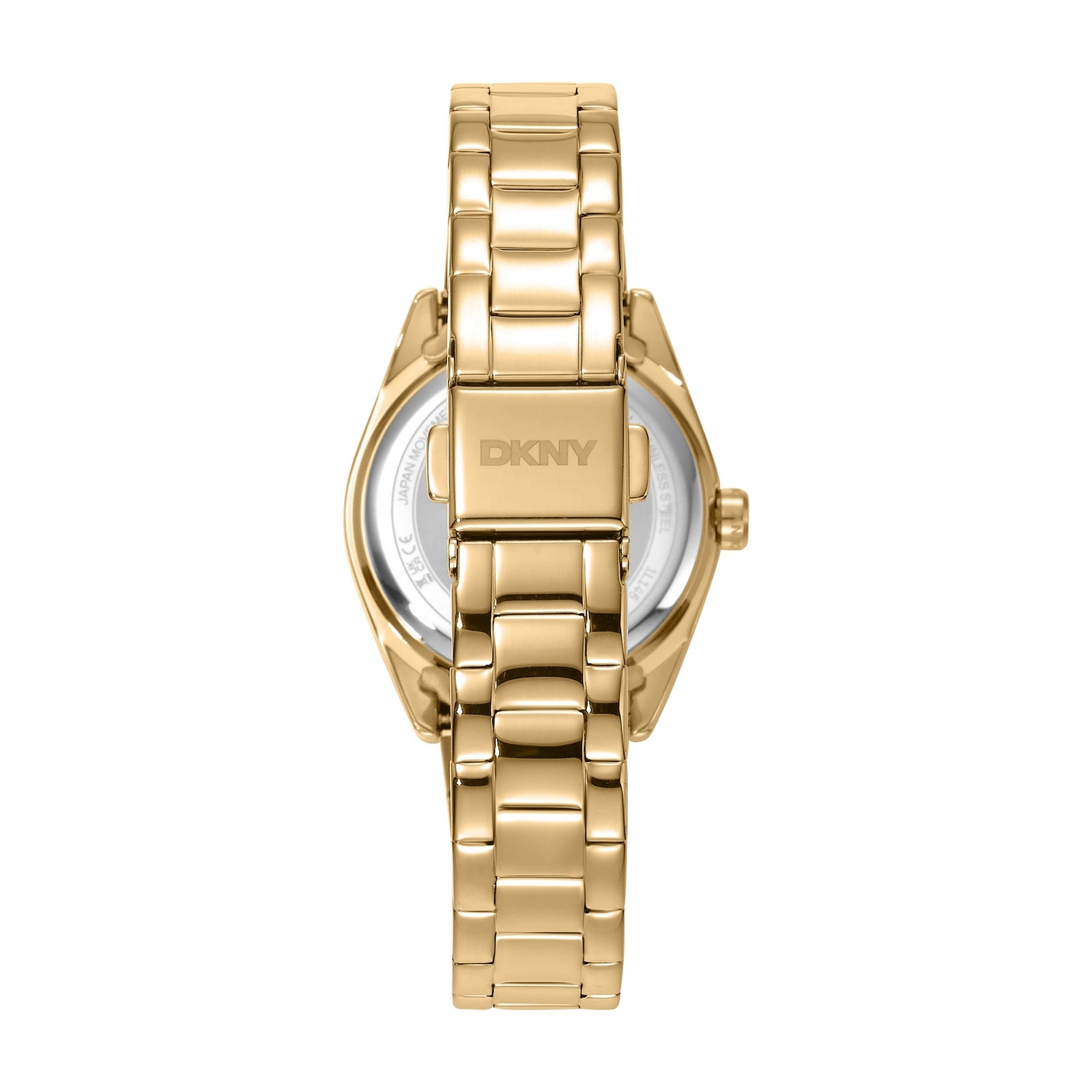 DKNY Logo Gold 28mm Gold Dial Womens Watch + Gold Bracelet