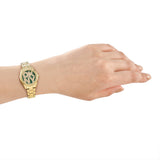 DKNY Logo Gold 28mm Green Dial Womens Watch + Gold Bracelet