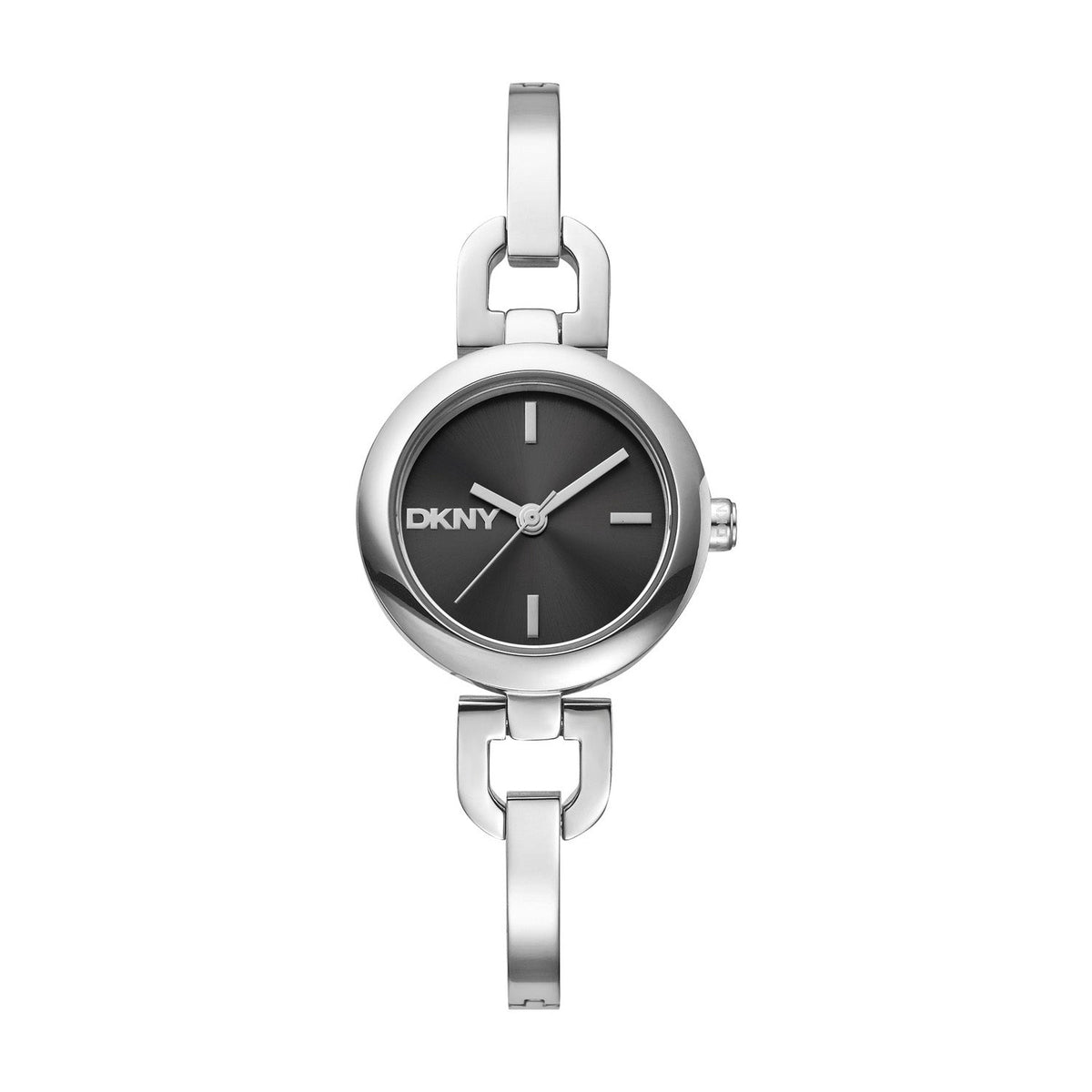 DKNY Half Bangle Silver 26mm Black Dial Womens Watch