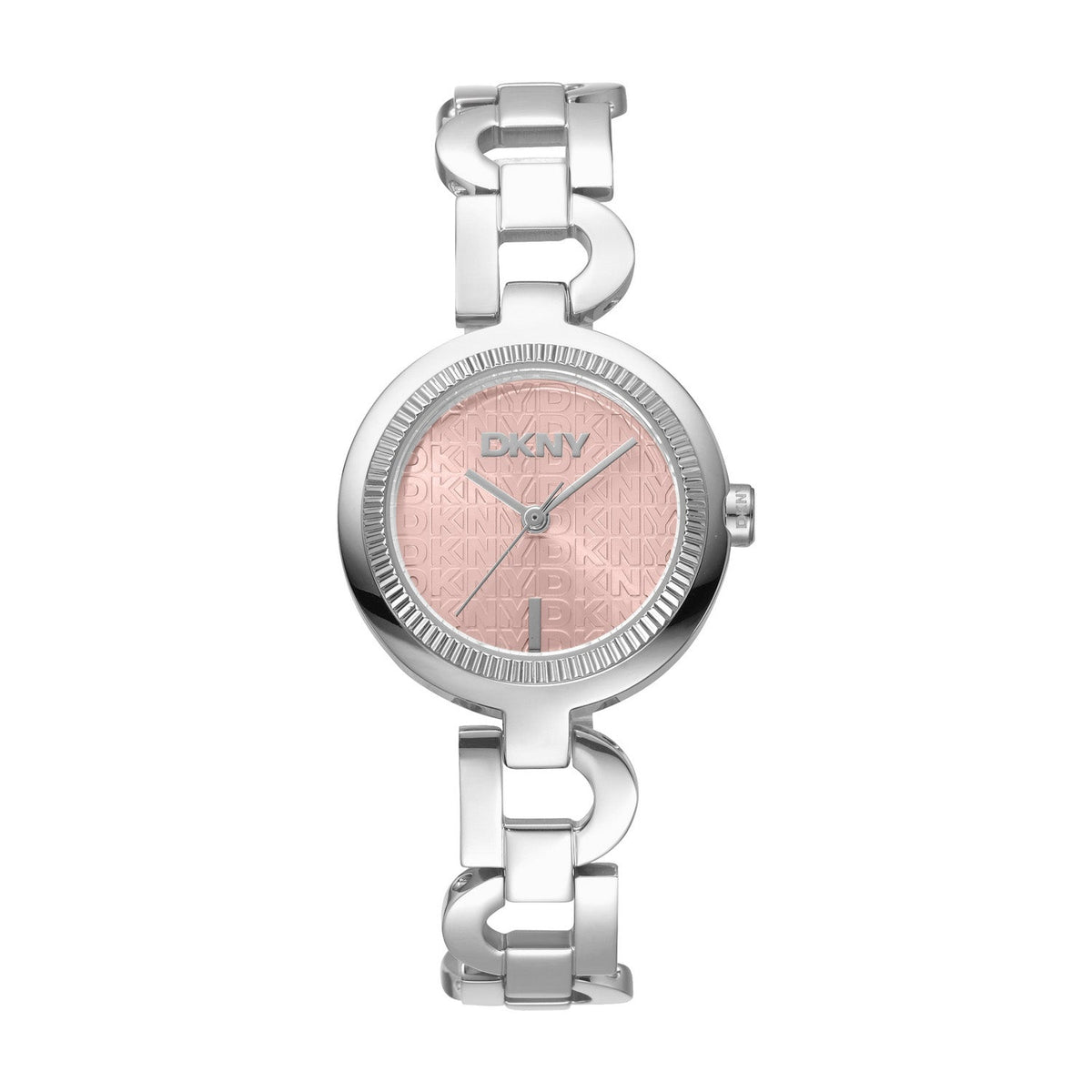 DKNY Open Link Silver 28mm Pink Womens Watch