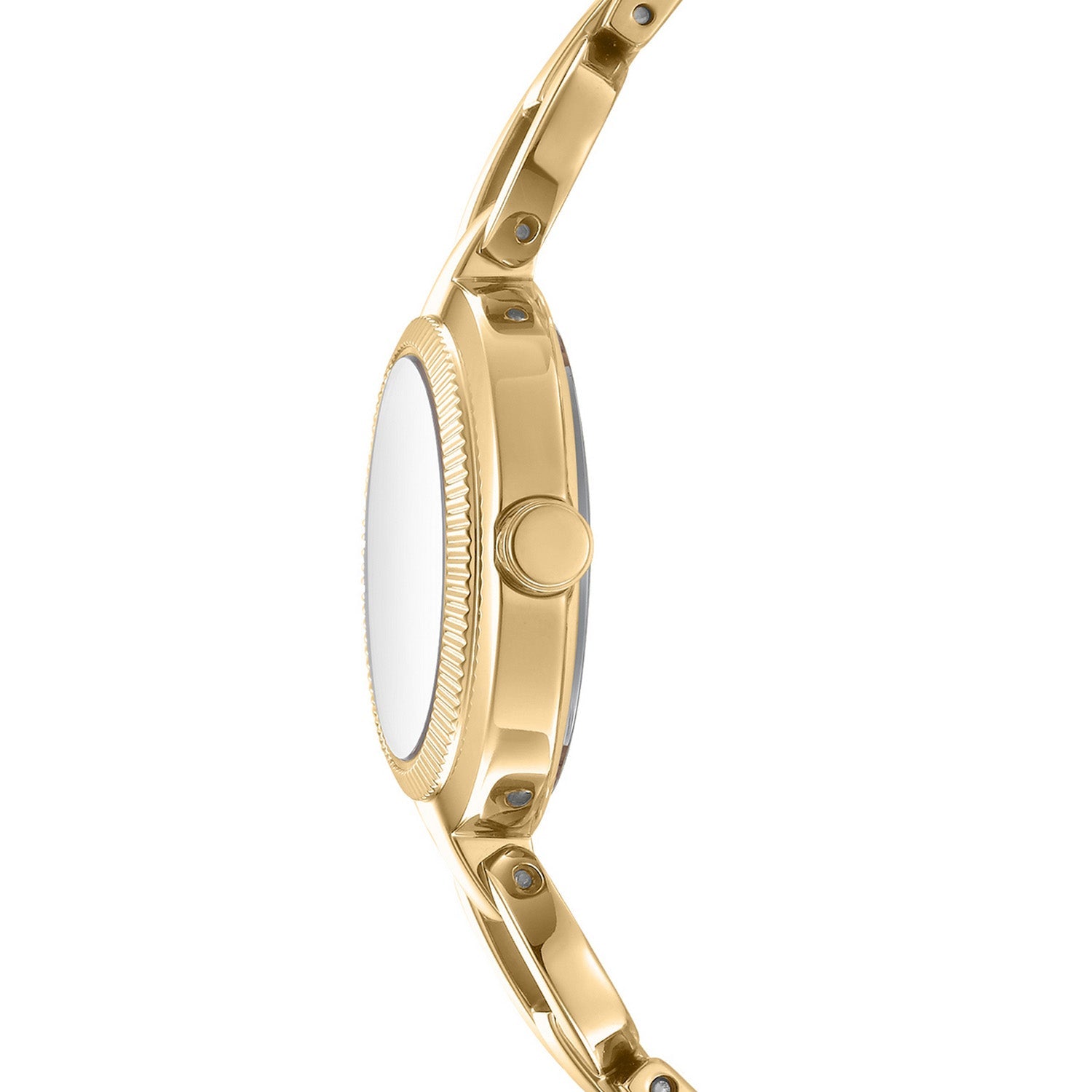 DKNY Open Link Gold 28mm Black Dial Womens Watch