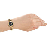DKNY Open Link Gold 28mm Black Dial Womens Watch