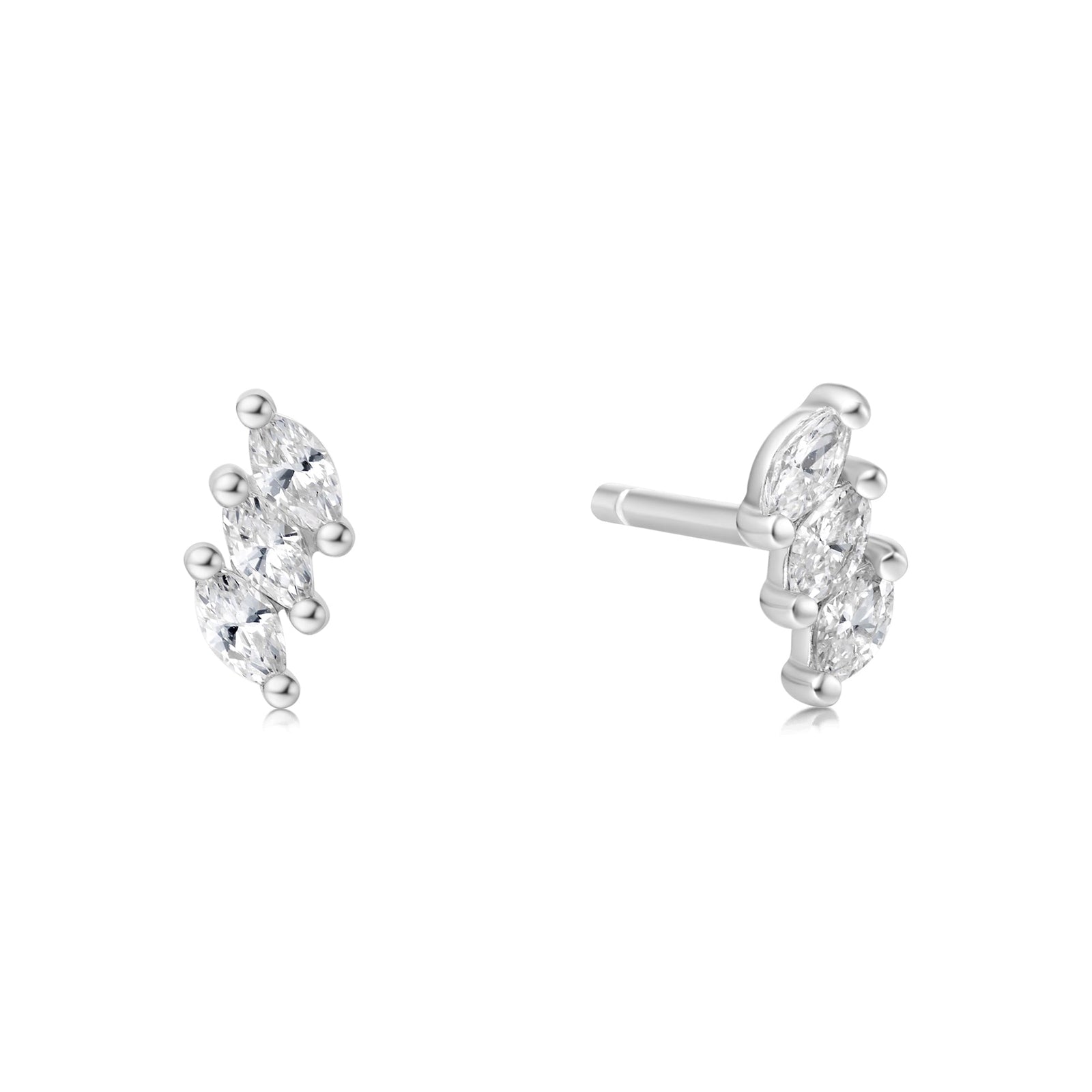 Ania Haie Silver Triple Marquise Stud Earrings
