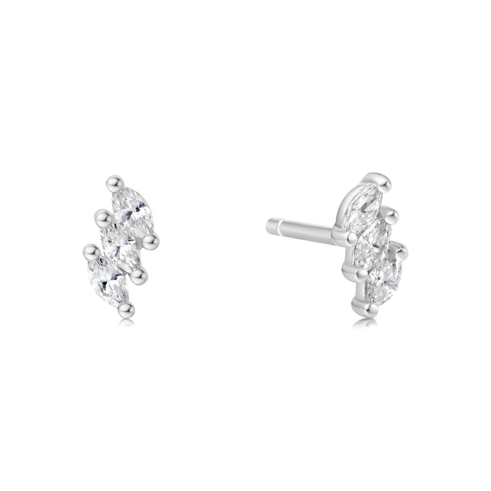 Ania Haie Silver Triple Marquise Stud Earrings
