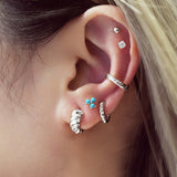 Ania Haie Silver Texture Small Huggie Hoop Earrings
