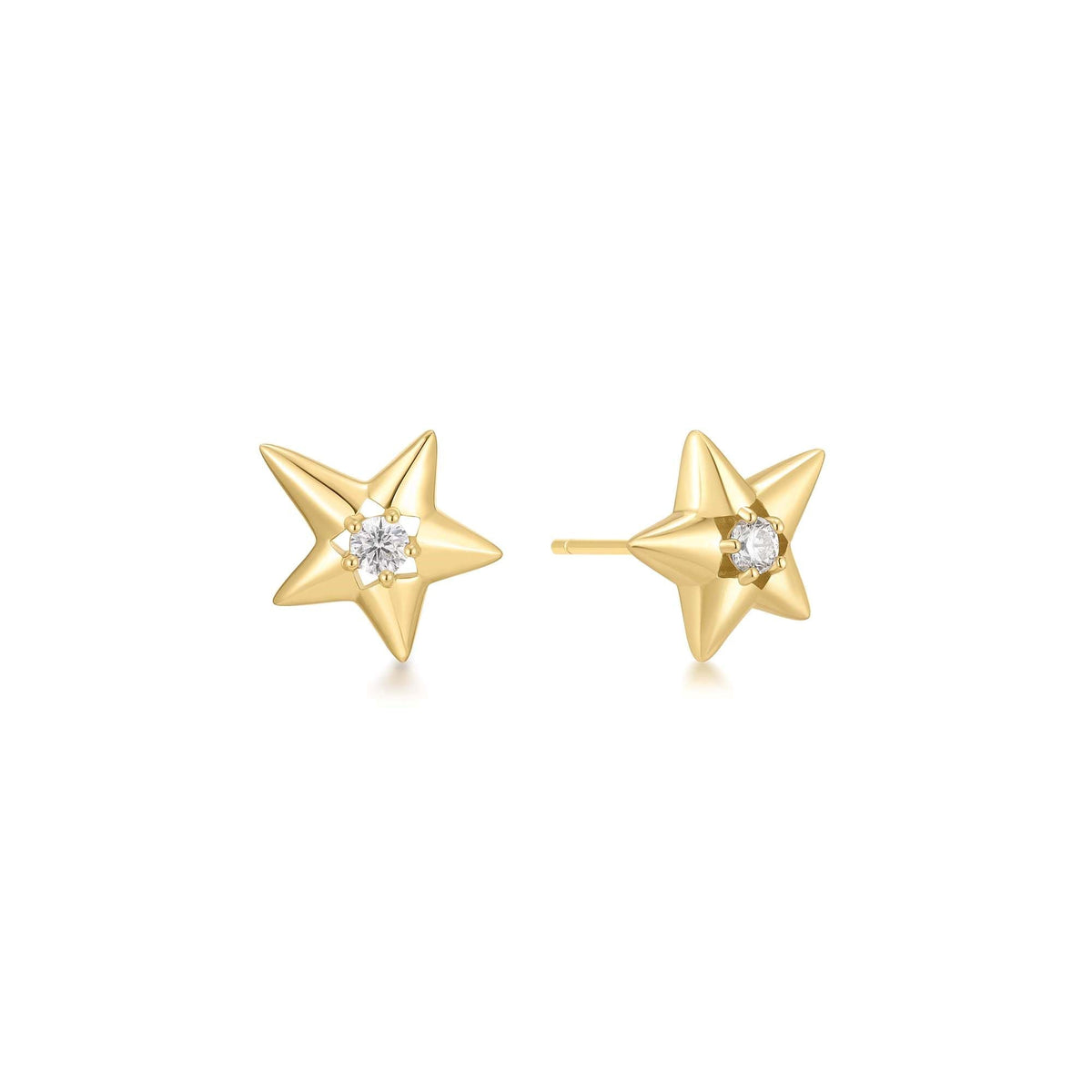 Gold Sparkling Star Drop Stud Earrings