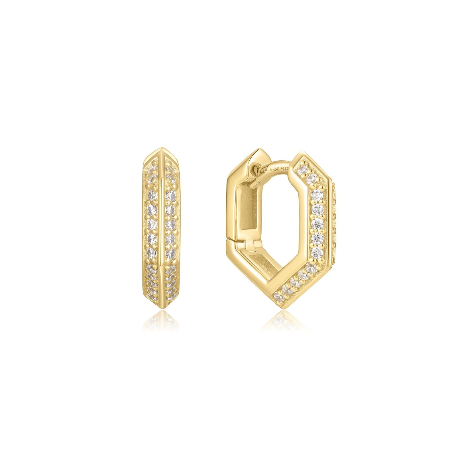 Ania Haie Gold Sparkling Shield Huggie Hoop Earrings