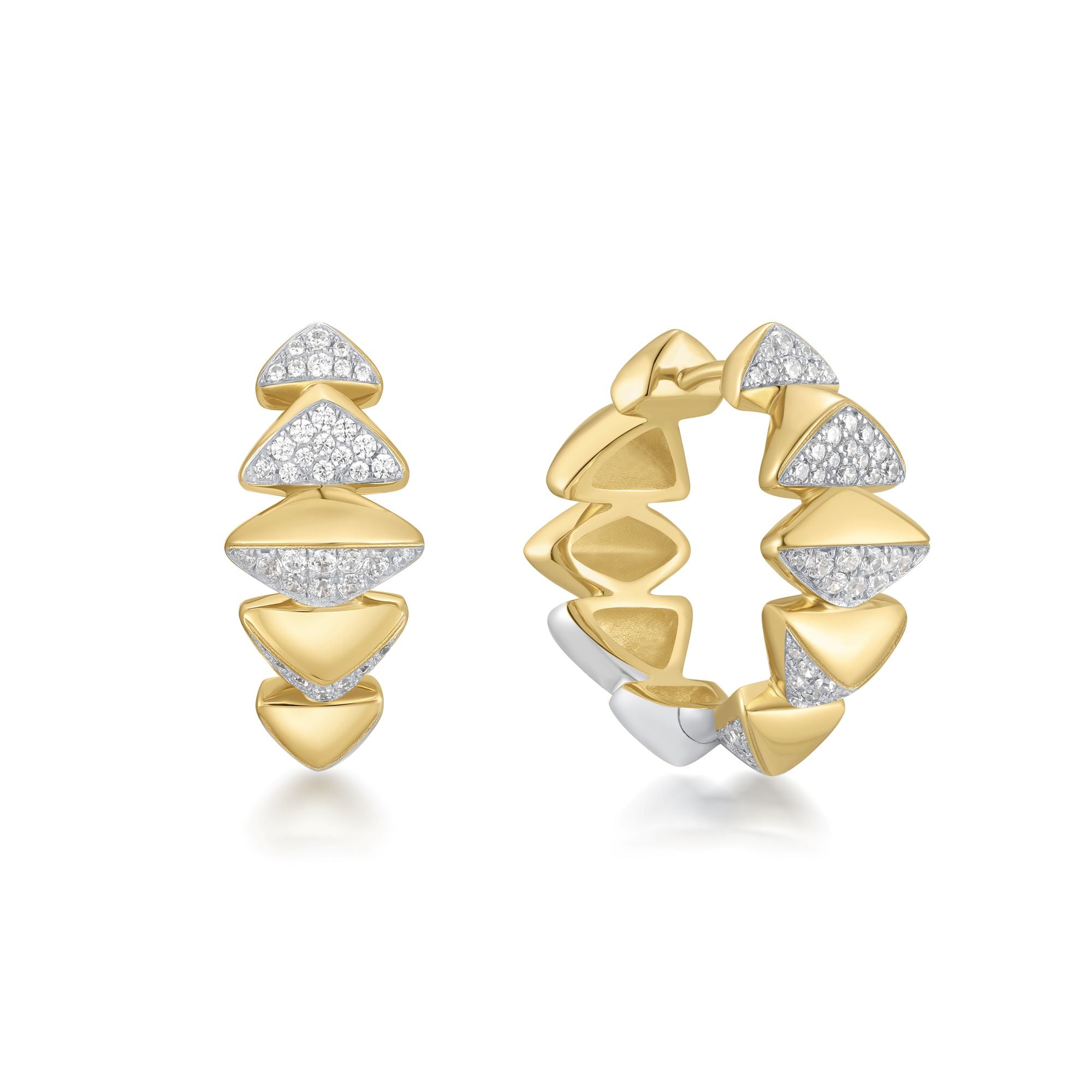 Ania Haie Two-Tone Sparkling Bold Puffy Spike Hoop Earrings