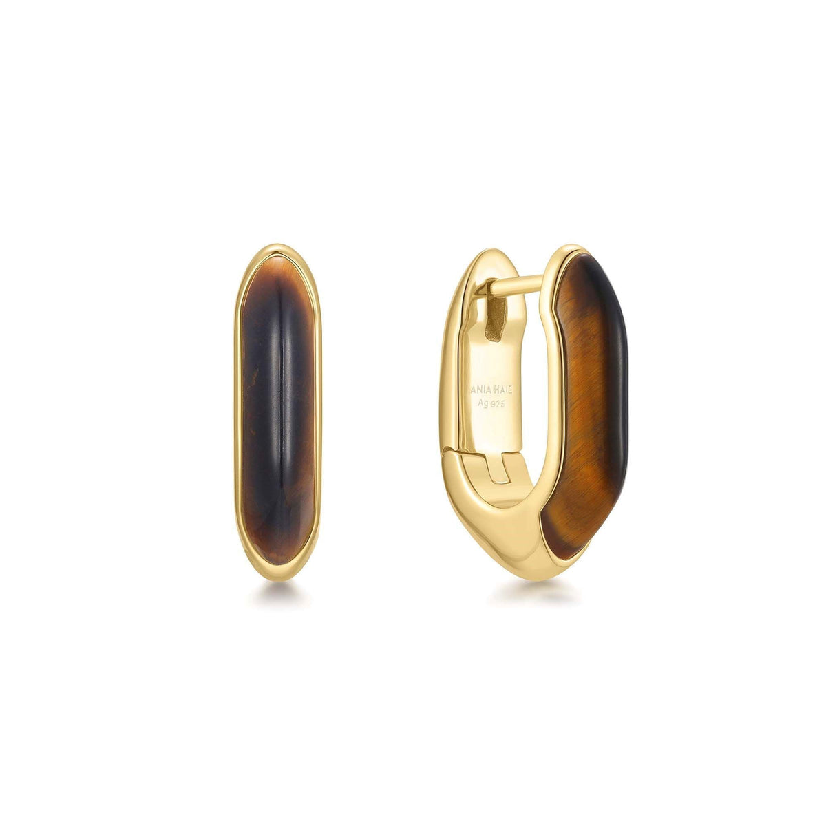 Ania Haie Gold Tiger Eye Huggie Hoop Earrings