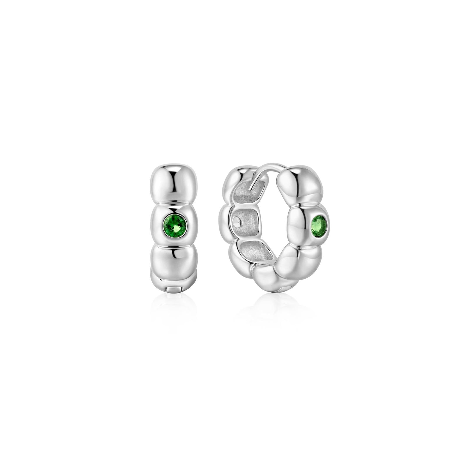 Ania Haie Silver Reversible Puffy Huggie Hoop Earrings