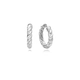 Ania Haie Silver Twisted Huggie Hoop Earrings