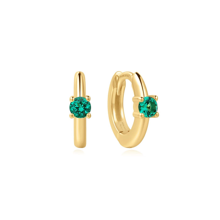 Ania Haie Gold Green Huggie Hoop Earrings