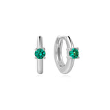 Ania Haie Silver Green Huggie Hoop Earrings