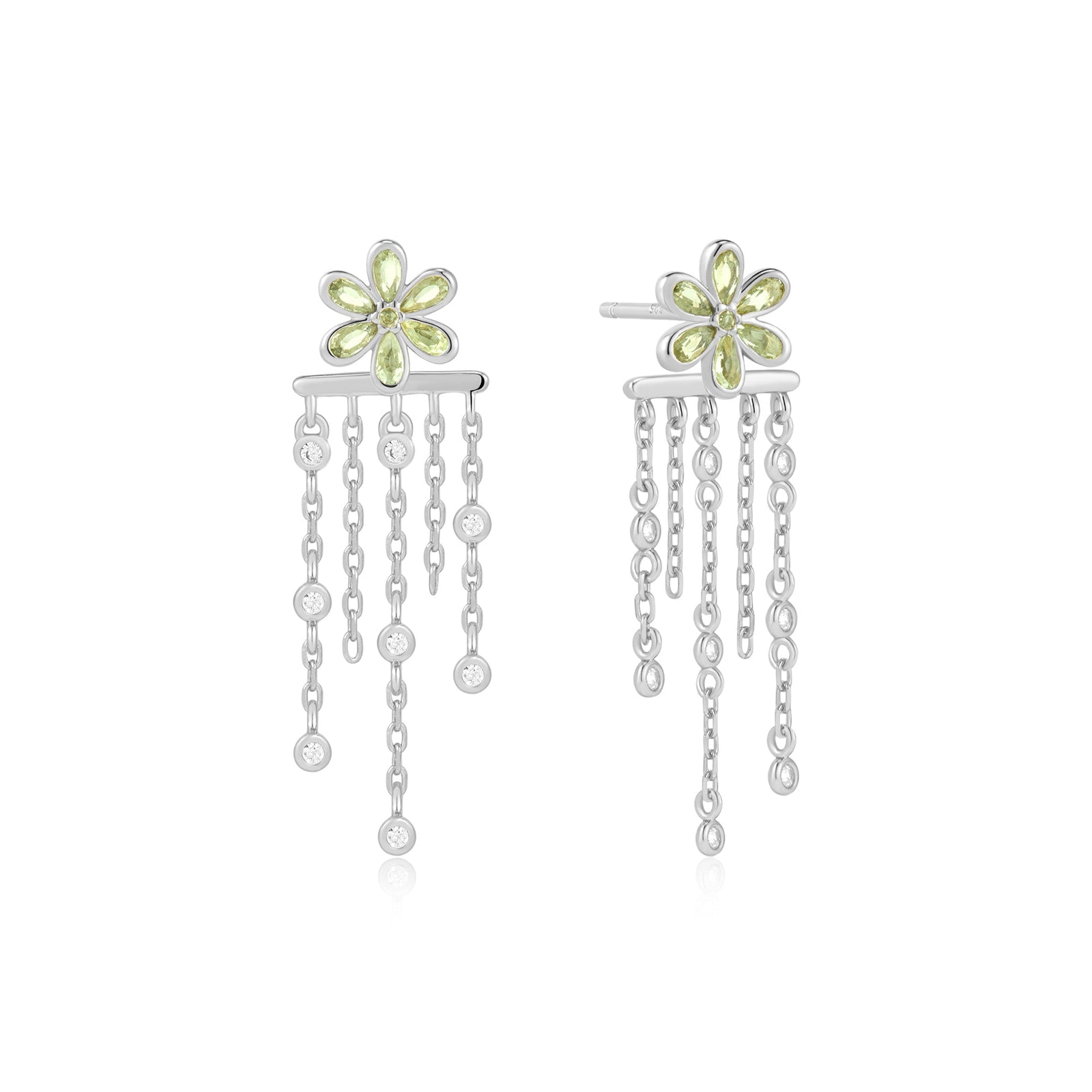 Ania Haie Silver Floral Tassel Drop Stud Earrings