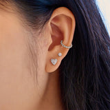 Ania Haie Silver Pave Heart Stud Earrings