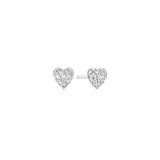 Ania Haie Silver Pave Heart Stud Earrings