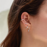 Ania Haie Silver Graduated Sparkle Huggie Hoop Earrings