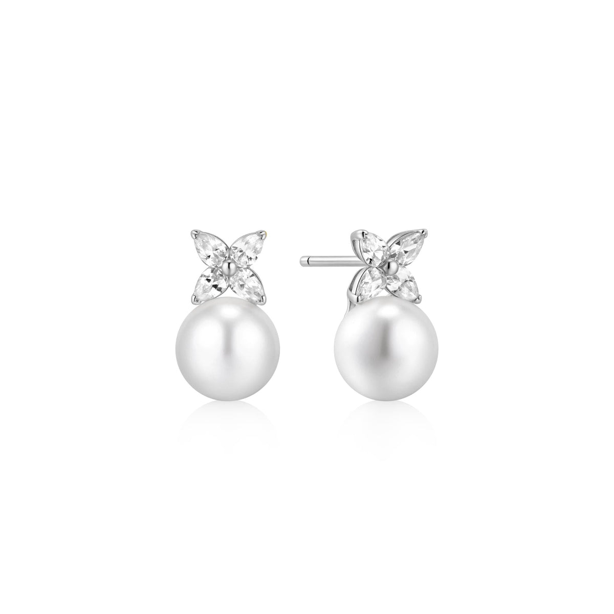 Ania Haie Silver Shell Pearl &amp; Lucky Clover Stud Earrings