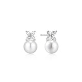 Ania Haie Silver Shell Pearl & Lucky Clover Stud Earrings