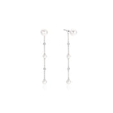 Ania Haie Silver Cascade Shell Pearl Station Drop Stud Earrings