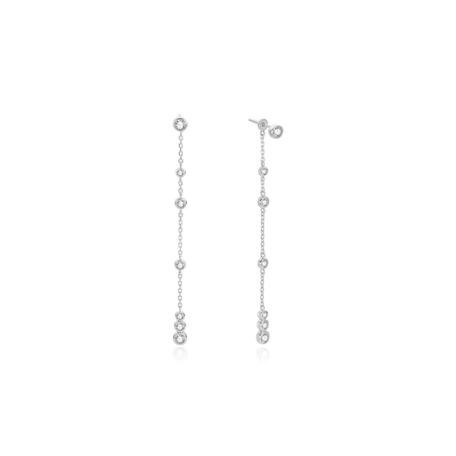Ania Haie Silver Cascade Station Drop Stud Earrings