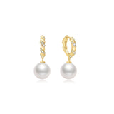 Ania Haie Gold Shell Pearl Dangling Twisted Huggie Hoop Earrings