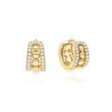 Ania Haie Gold Sparkling Shell Pearl Row Huggie Hoop Earrings