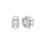 Ania Haie Silver Sparkling Shell Pearl Row Huggie Hoop Earrings
