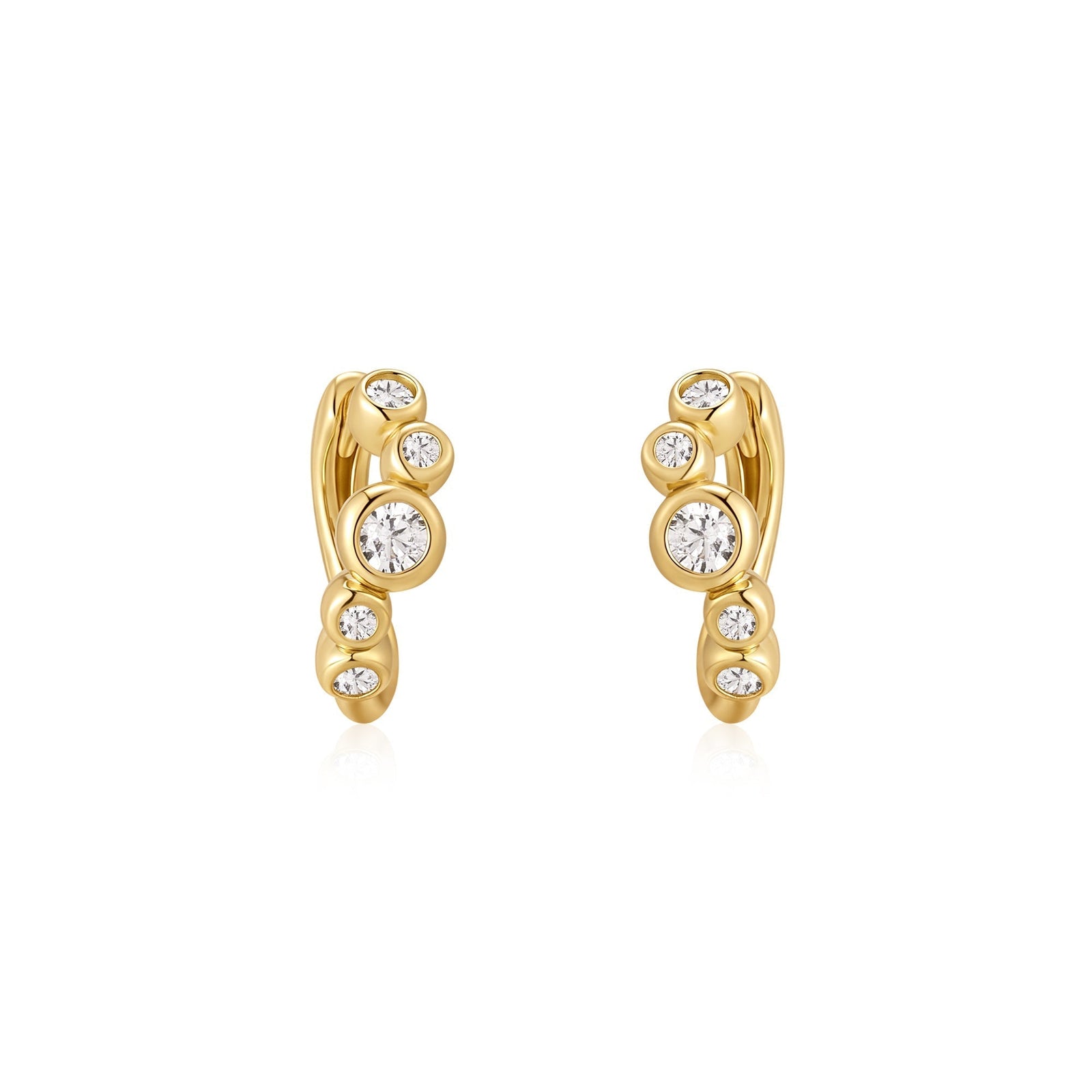 Ania Haie Gold Small Sparkling Tide Huggie Hoop Earrings