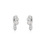 Ania Haie Silver Small Sparkling Tide Huggie Hoop Earrings