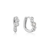 Ania Haie Silver Small Sparkling Tide Huggie Hoop Earrings