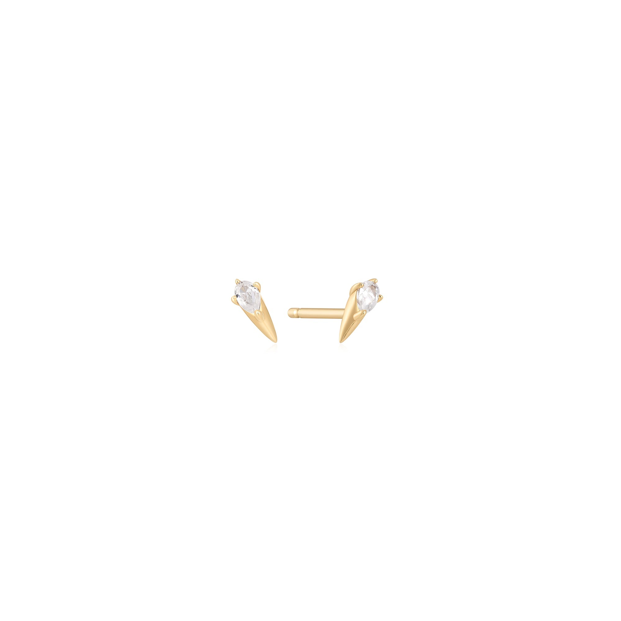 Ania Haie 14kt Gold White Sapphire Spike Stud Earrings