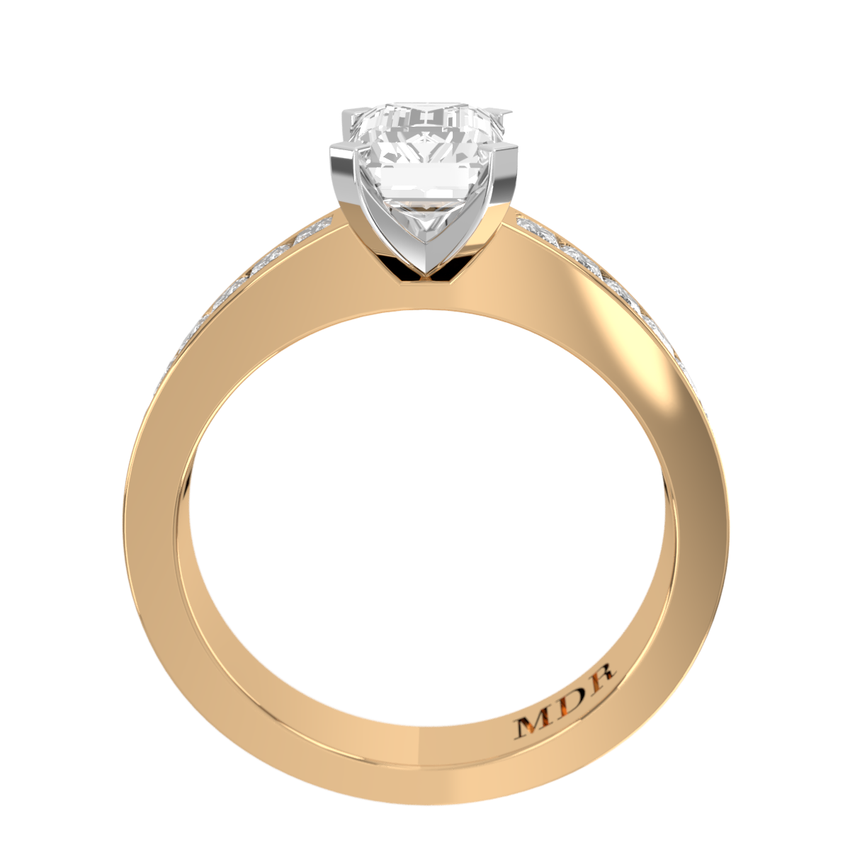 Channel set straight Shank with classic four claw Setting