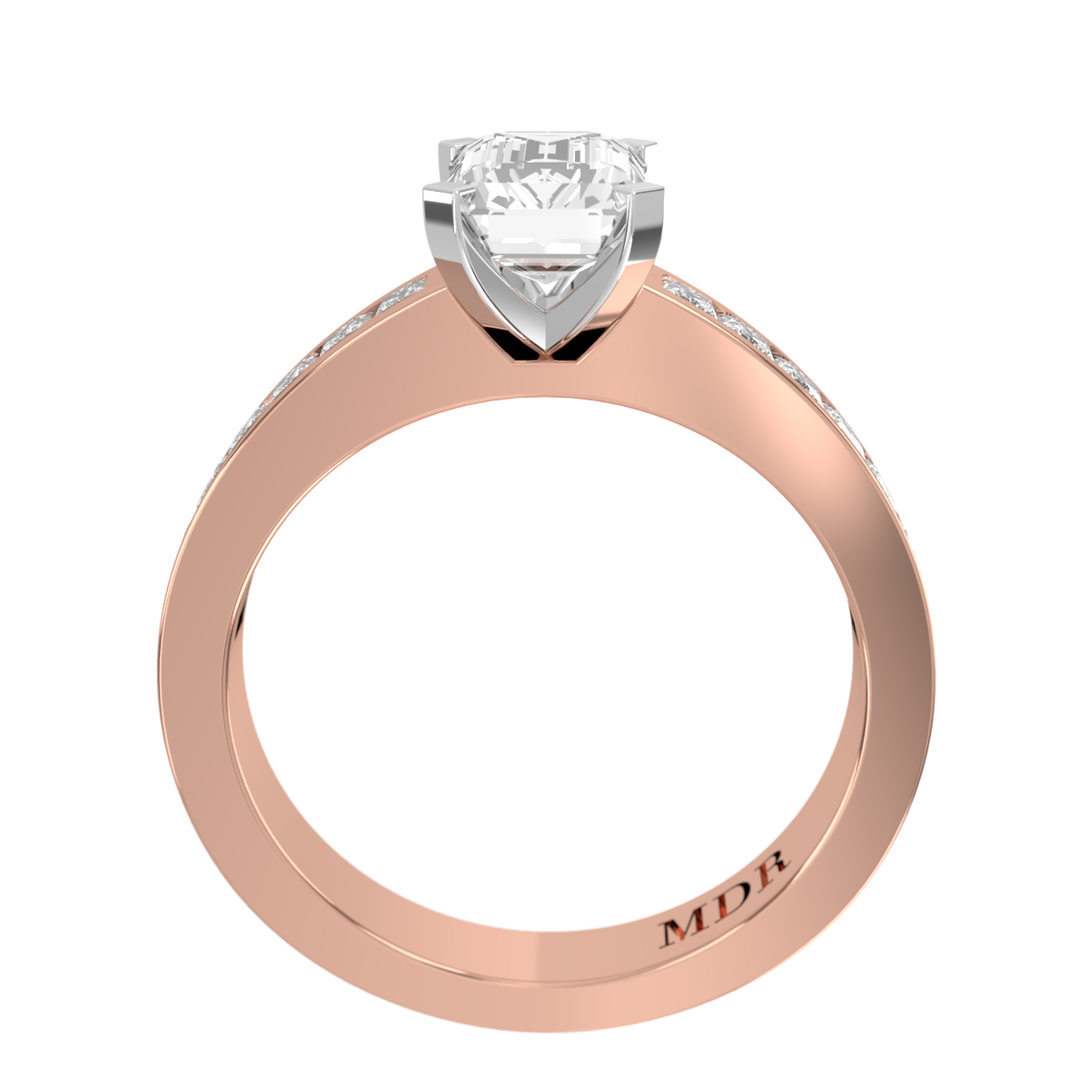 Channel set straight Shank with classic four claw Setting