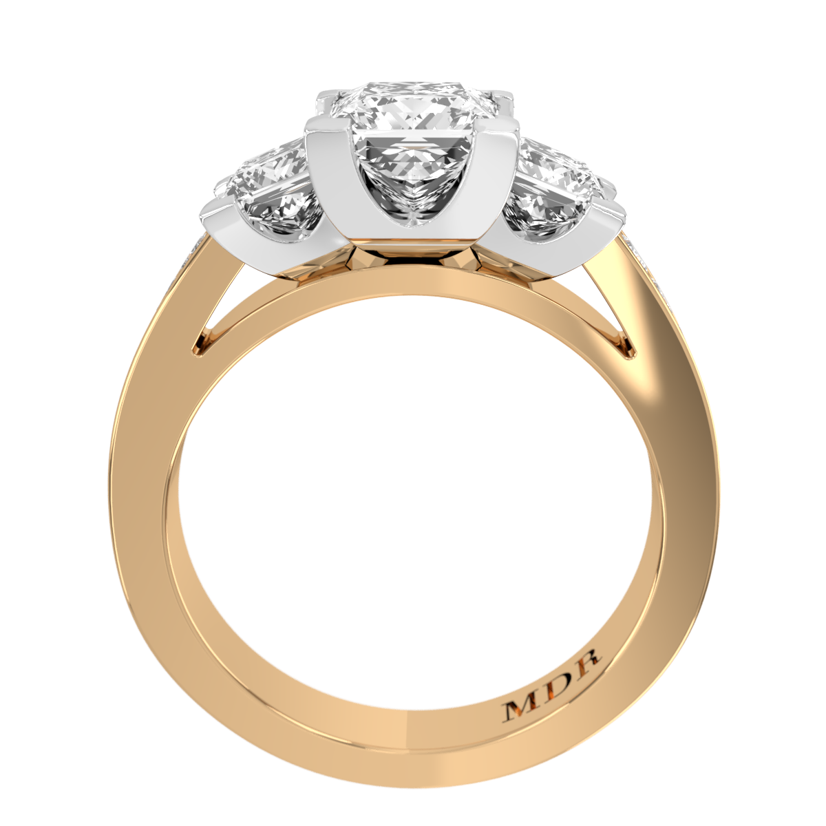 Channel set straight band with four claw Setting