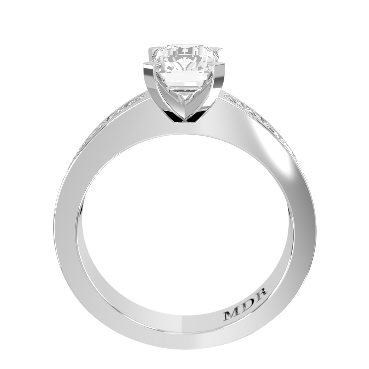 Channel set straight Shank with classic four claw Setting