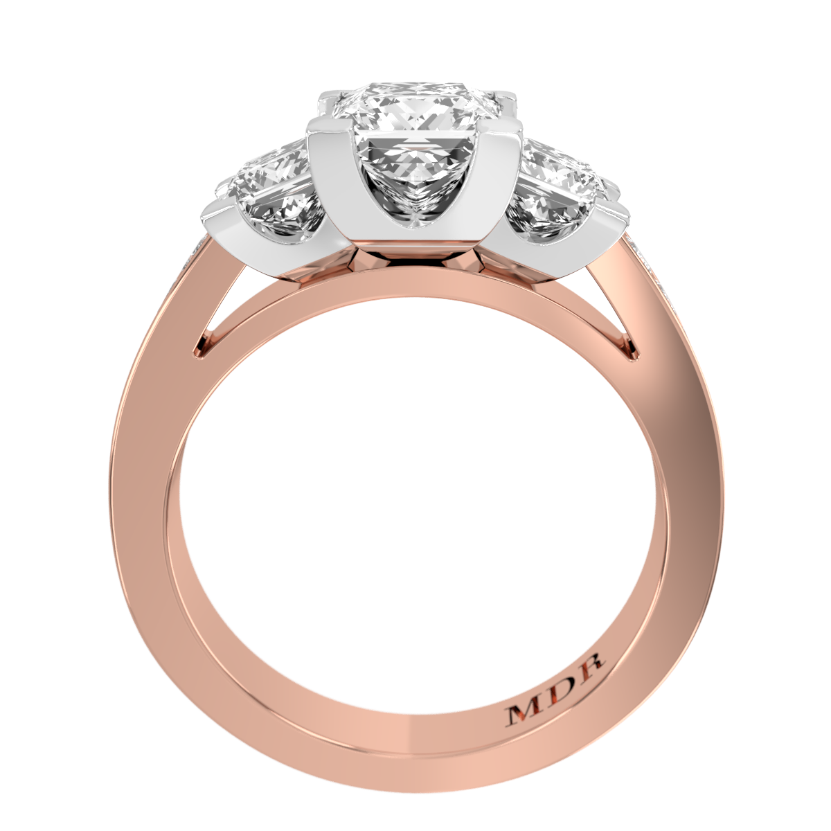 Channel set straight band with four claw Setting