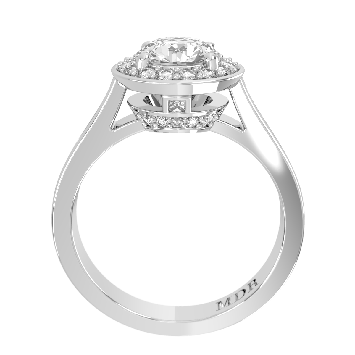 Channel set straight set Shank with fancy detailed Bead set Halo